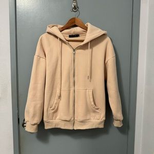 Peach Nude Oversized Zip Up Hoodie Size XS